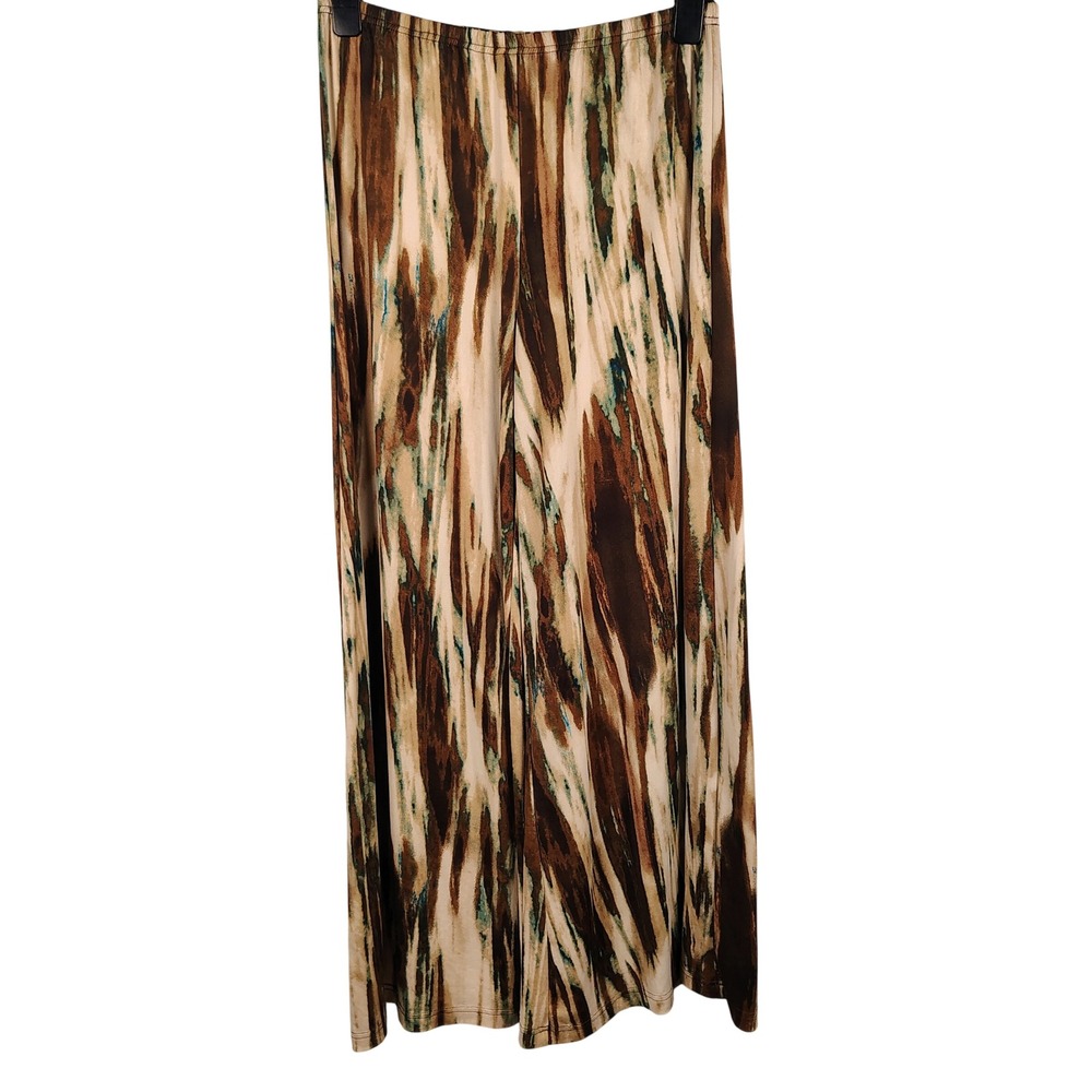 New Directions Womens S Wide Leg Palazzo Pants Brown Earth Tones Abstract Artsy